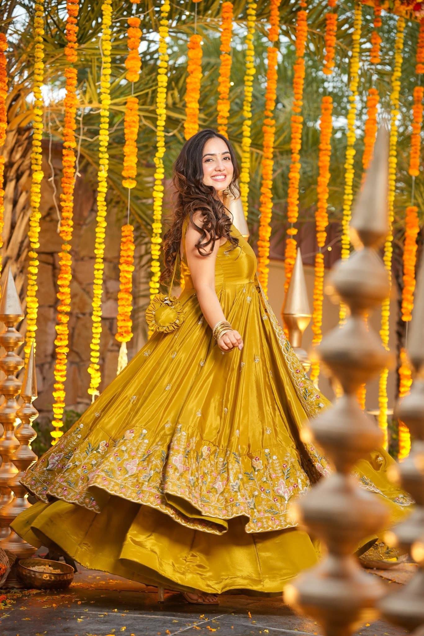 The Radiant Mustard Botanical-Hem Anarkali